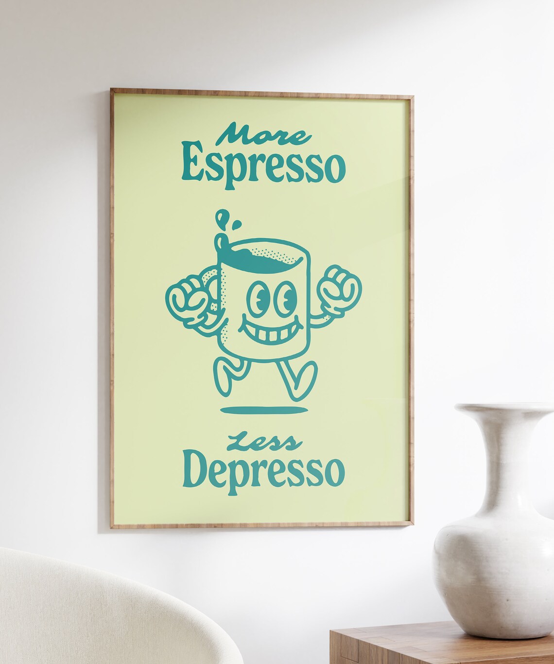 Retro Coffee Art Print, More Espresso Less Depresso - Image 6
