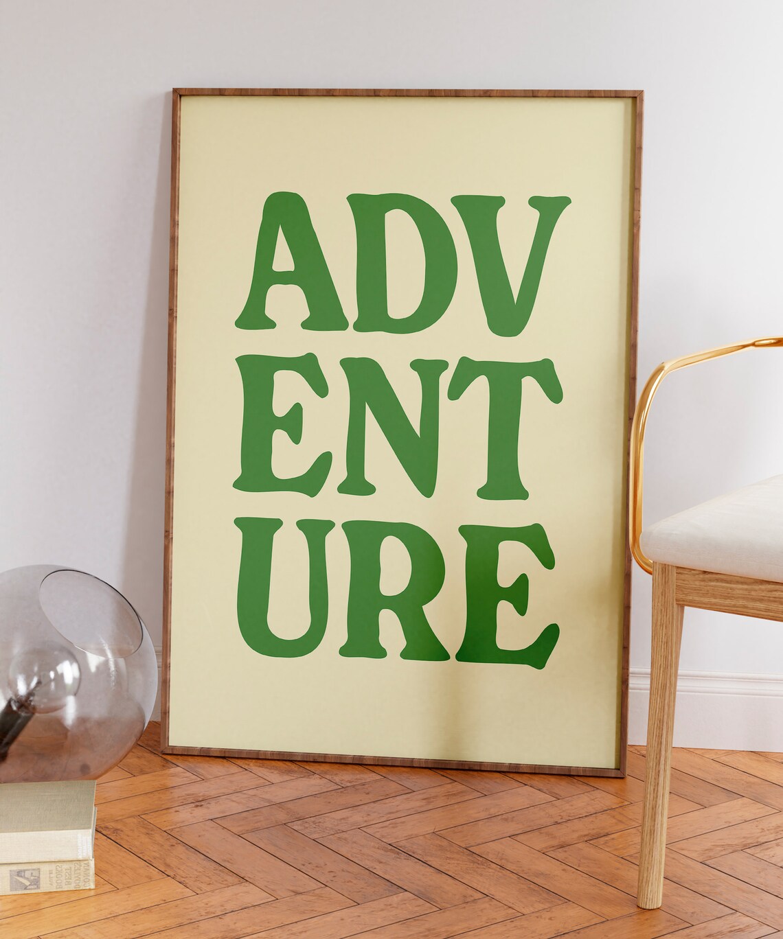 Adventure Green Bold Block Letters Typography Cream Quote Poster - Image 5