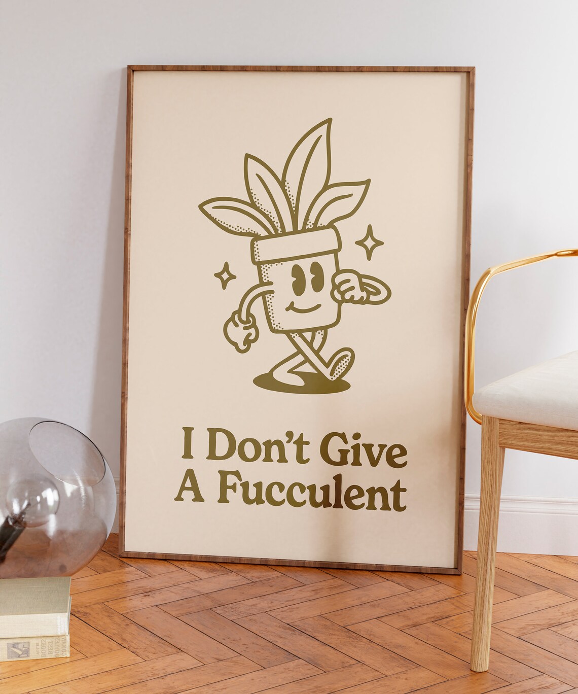 I Don't Give A Fucculent Plant Pun Retro Funny Succulent Poster - Image 5