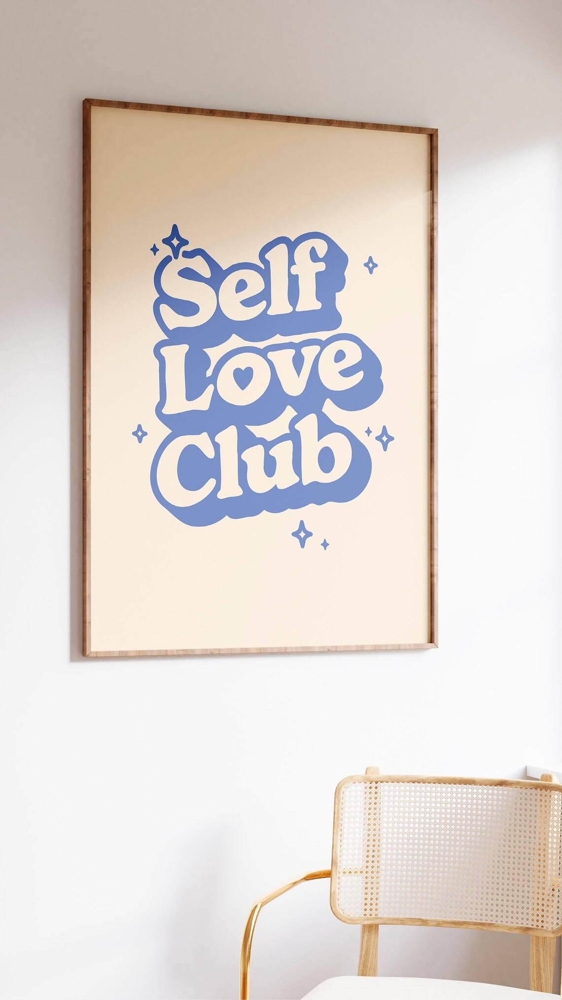 Self Love Club Blue Retro Bubble Lettering Quote Cream Poster - Image 2