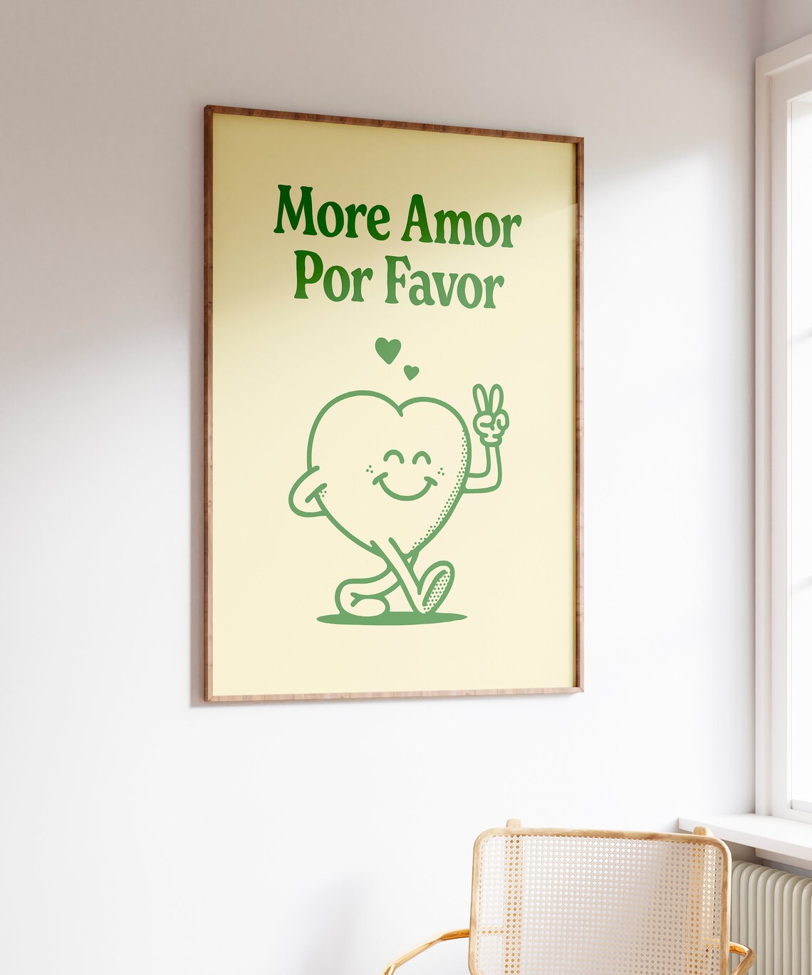 More Amor Por Favor Retro Green Heart Positive Quote Cute Wall Art - Image 6