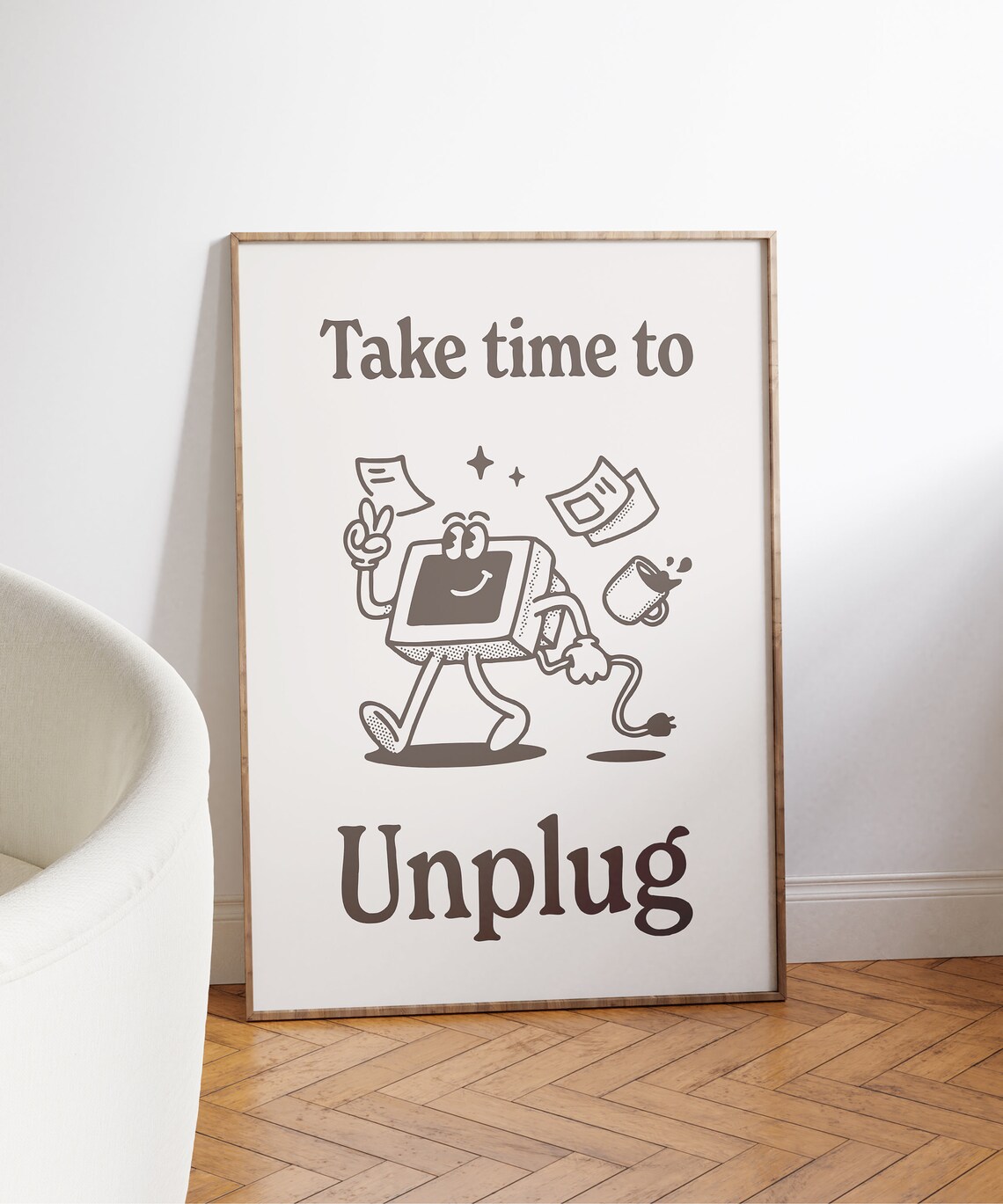 Take Time To Unplug Retro Work-Life Art Print - Image 3