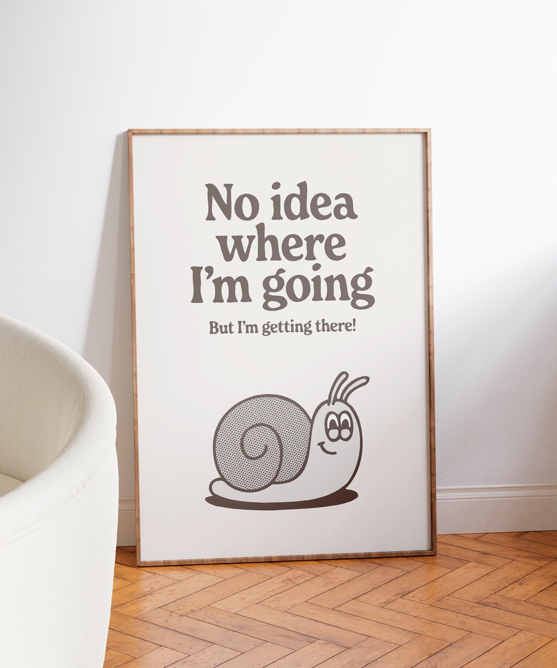 No Idea Where I'm Going Brown Snail Retro Cartoon Quote Poster - Image 4