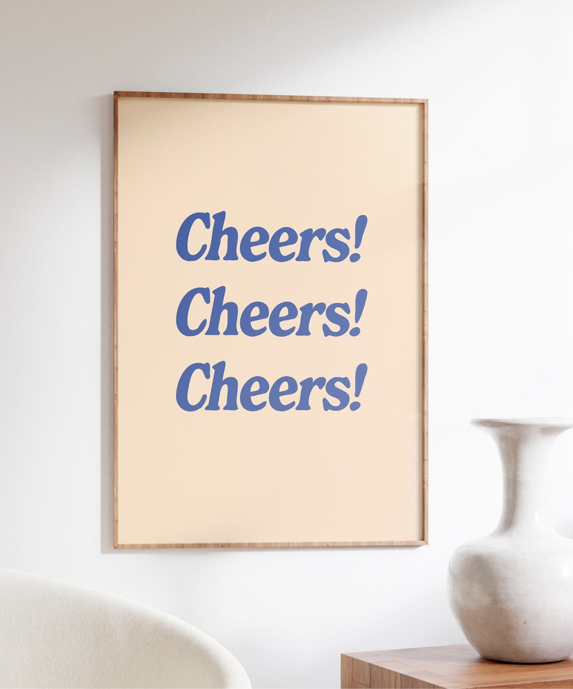 Cheers Cheers Cheers Blue Retro Typography Home Bar Party Poster - Image 4