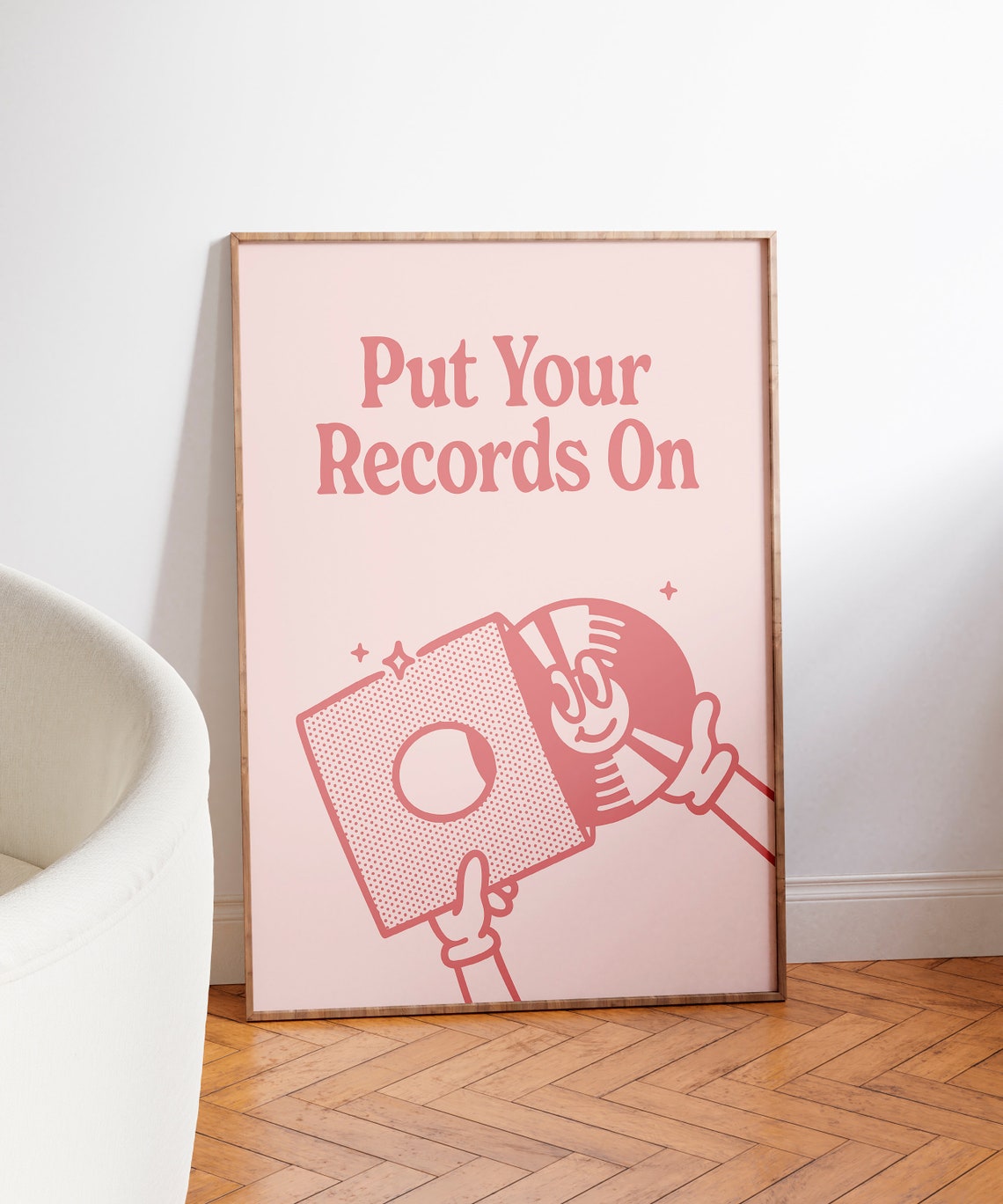 Put Your Records On Retro Red Vinyl Typography Music Quote Poster - Image 3