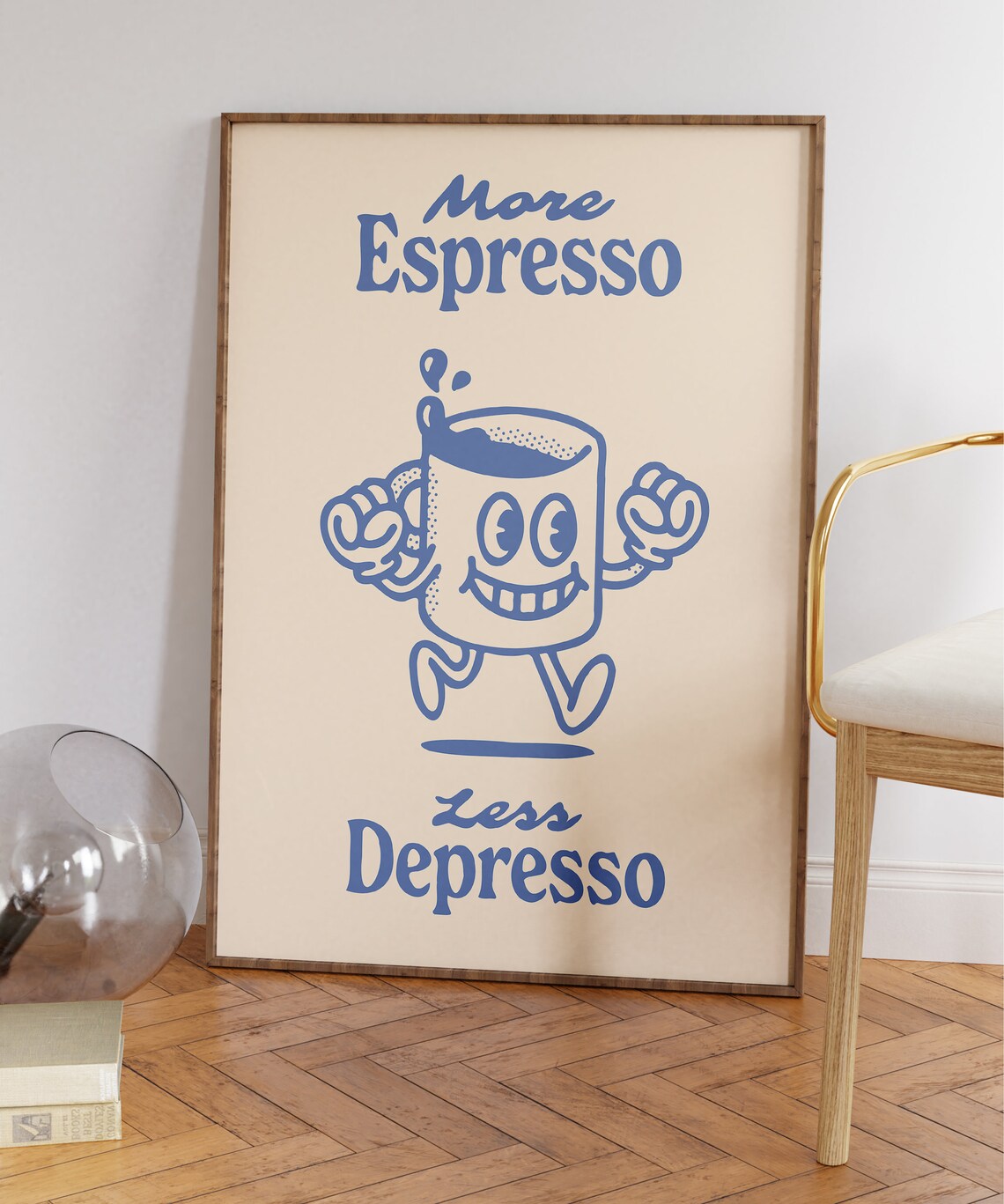 More Espresso Less Depresso Retro Coffee Quote Art Print - Image 5