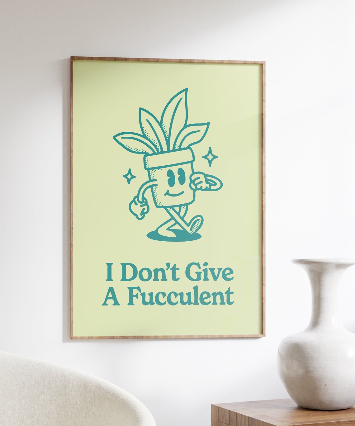 I Don't Give a Fucculent Funny Succulent Character Retro Poster - Image 5