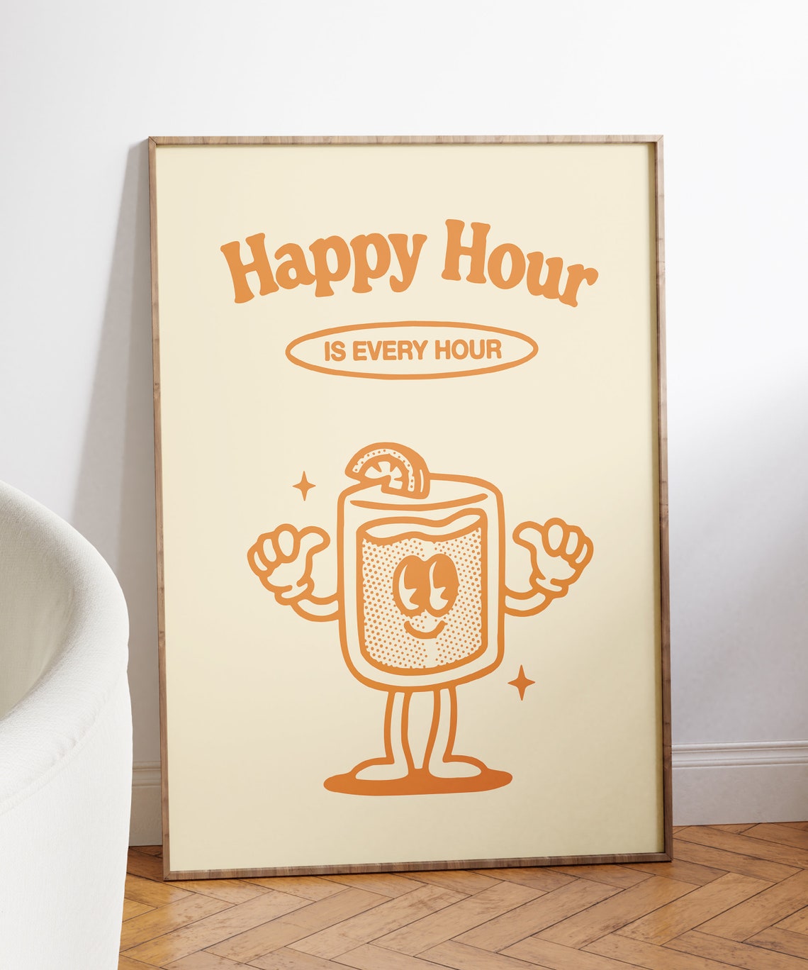 Happy Hour Is Every Hour Retro Cartoon Cocktail Bar Decor Poster - Image 5