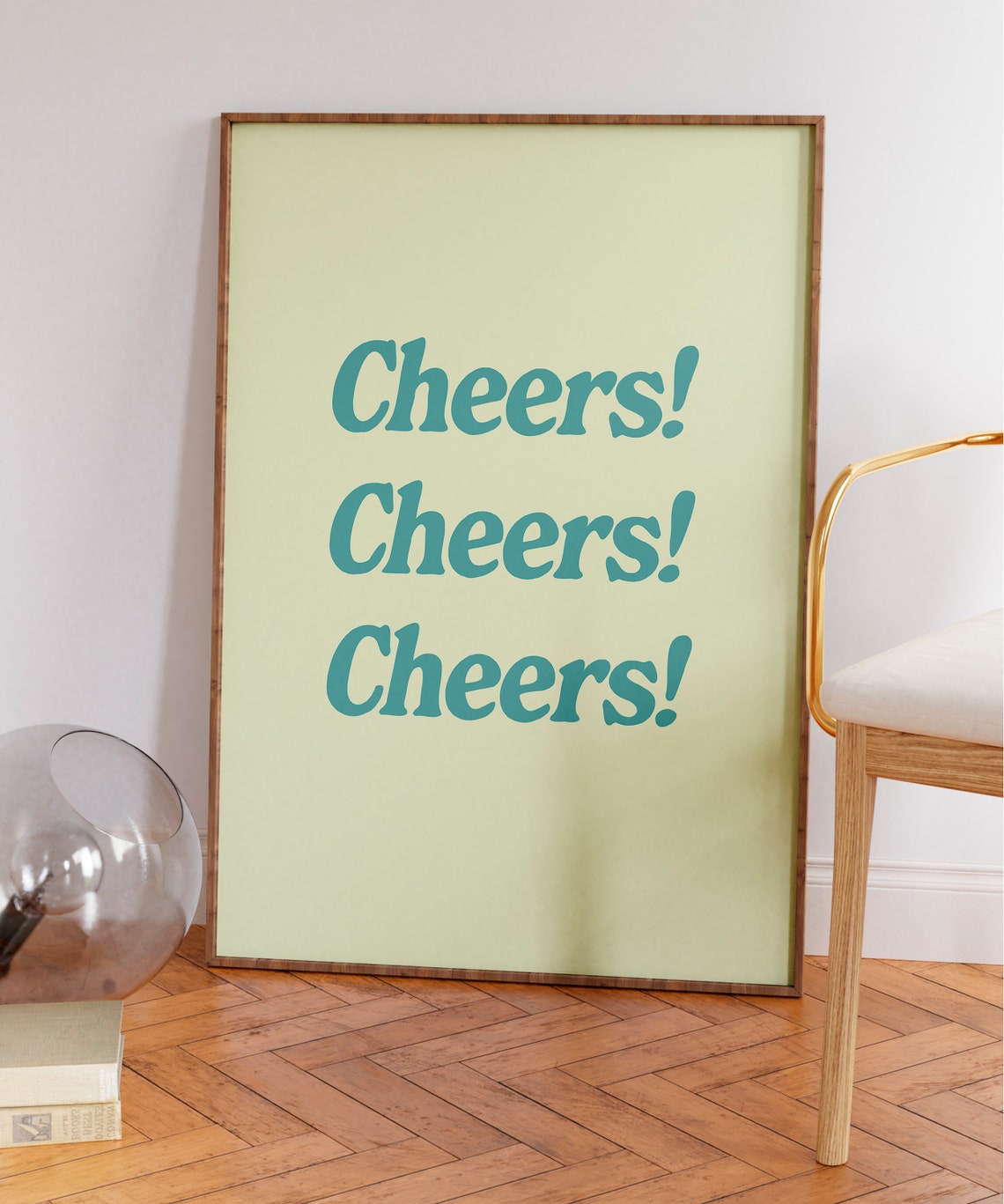 Cheers Retro Typography Teal Quote Bar Cart Fun Party Poster - Image 6
