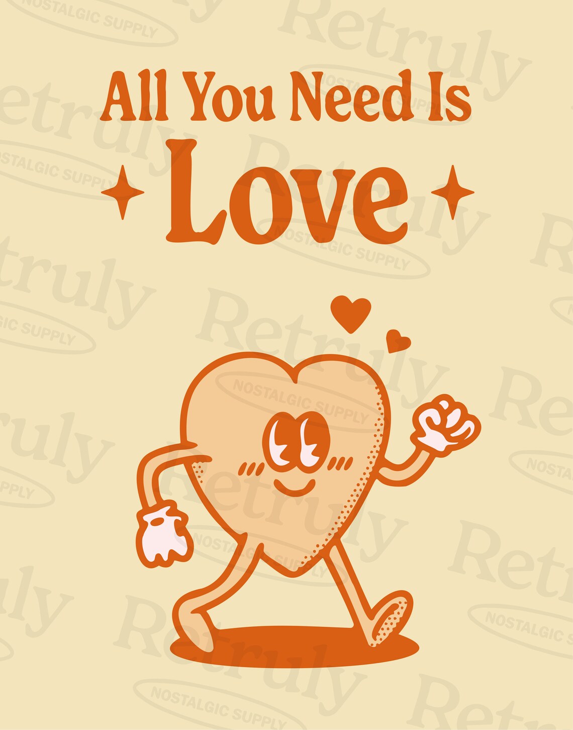 All You Need Is Love Retro Heart Orange Character Quote Poster - Image 2