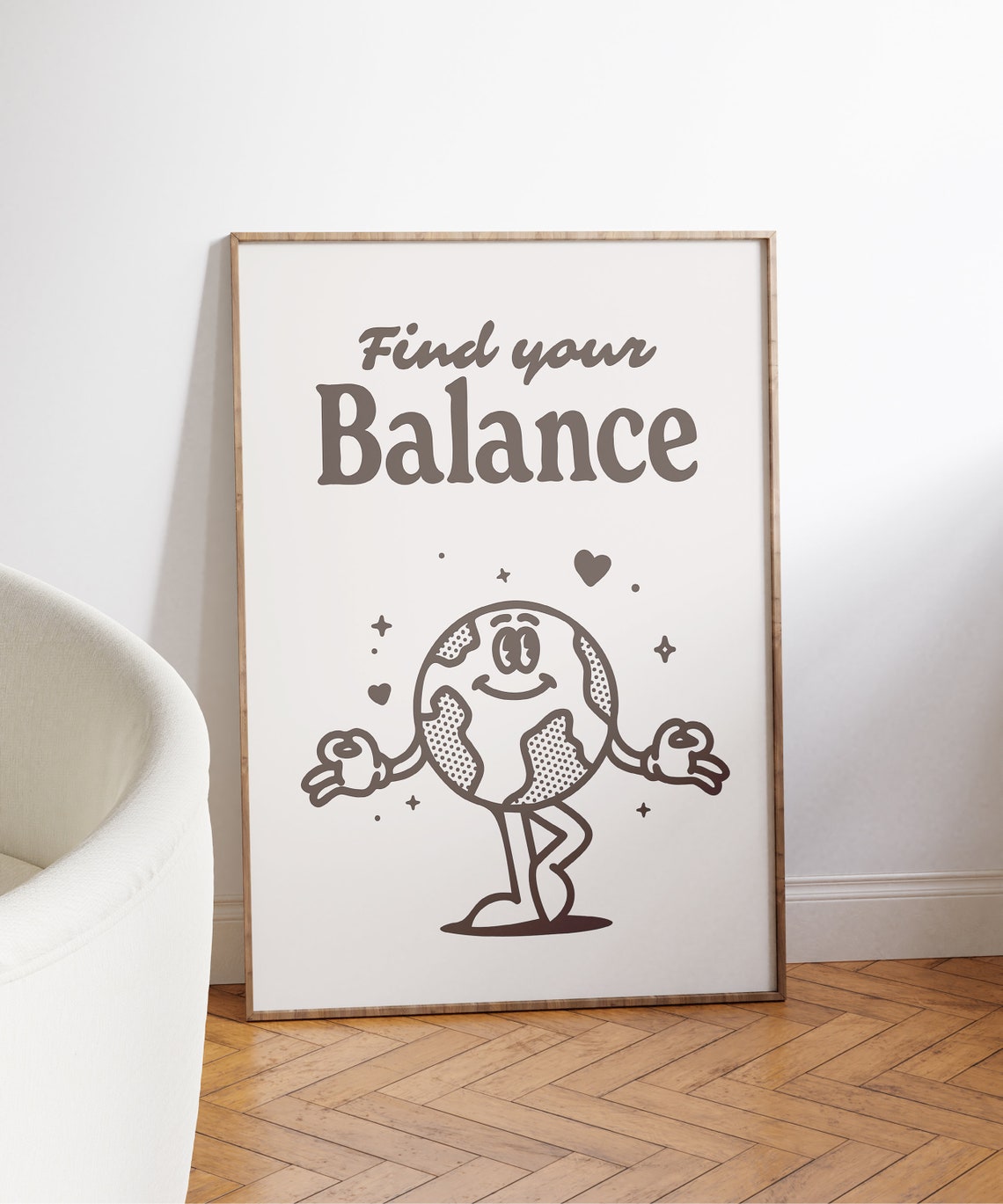 Find Your Balance Retro Earth Character Mindfulness Wall Art - Image 3