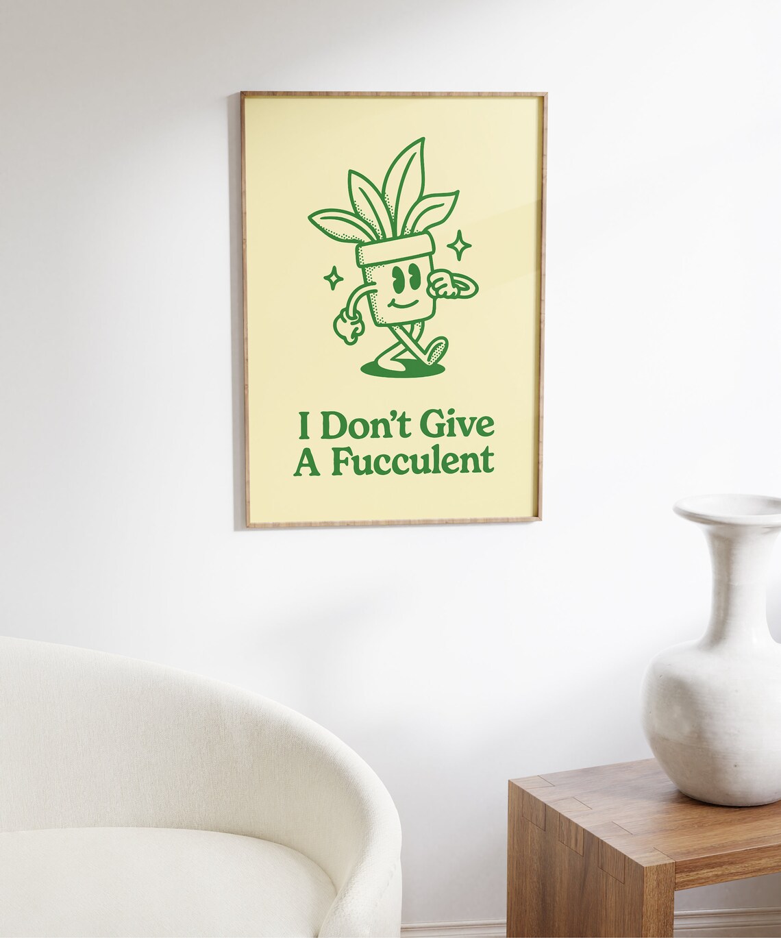I Don't Give A Fucculent Funny Retro Art Print - Image 6