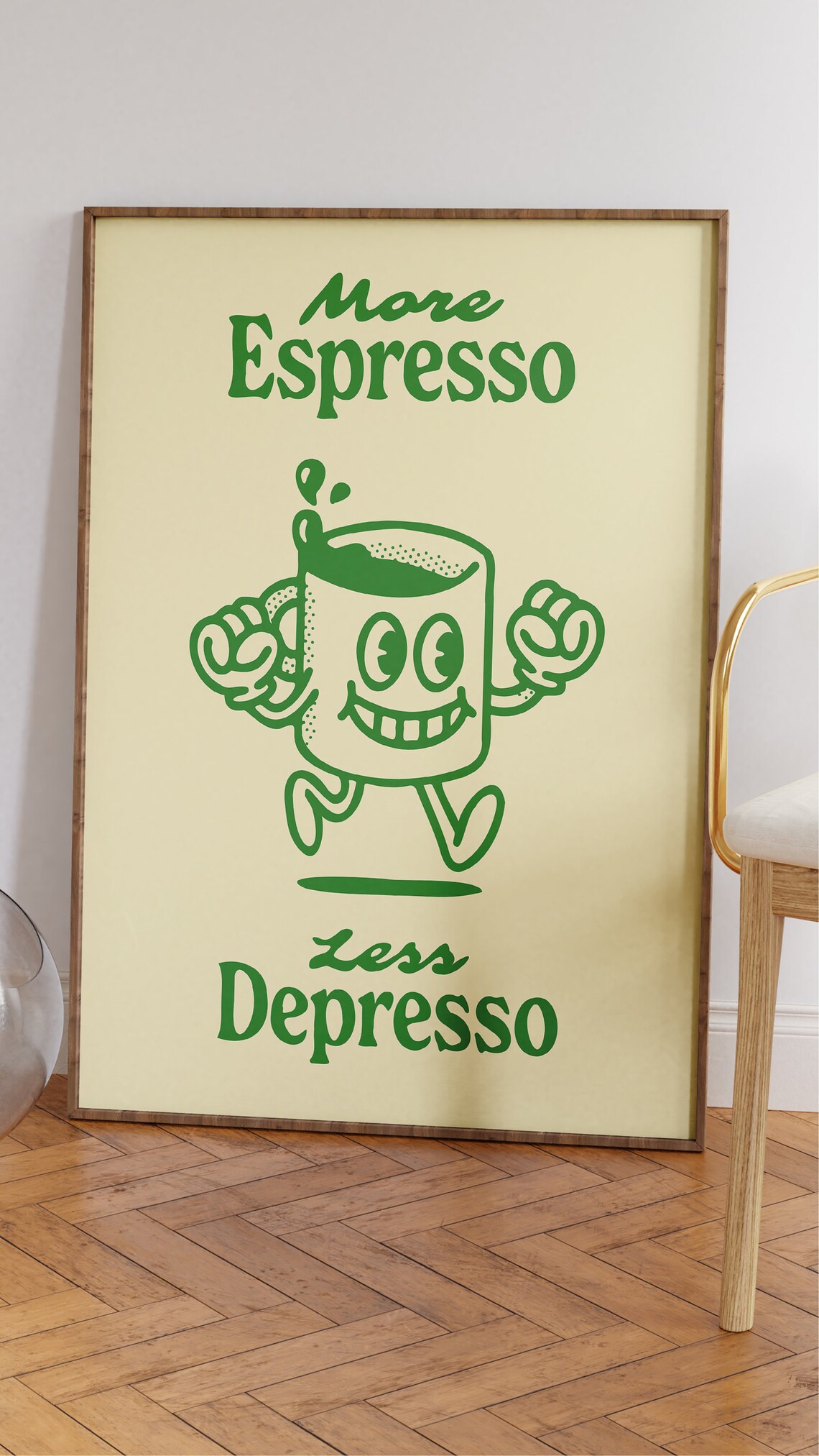 More Espresso Less Depresso Retro Coffee Quote Art - Image 2