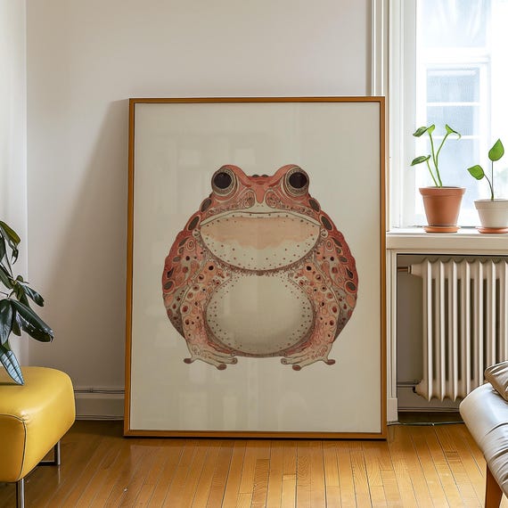 Japandi Frog Print Minimalist Wabi Sabi Toad Art