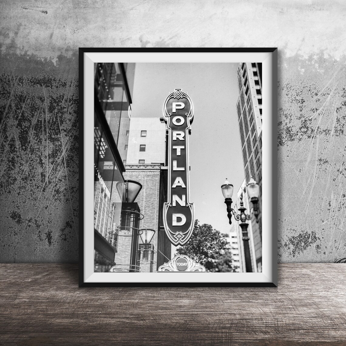 Portland Theatre Tall Vertical Sign Downtown Street Scene Poster - Image 2