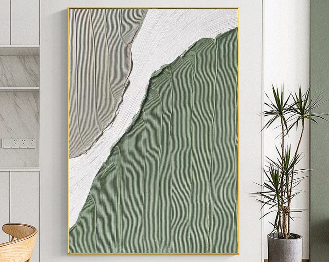 Green Texture Painting, Minimalist Wall Art