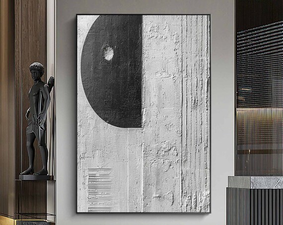 Black And White Textured Wall Art 3d Plaster Painting White Black Minimalist Art Black Wall Art White Black Wall Art Black Wall Decor