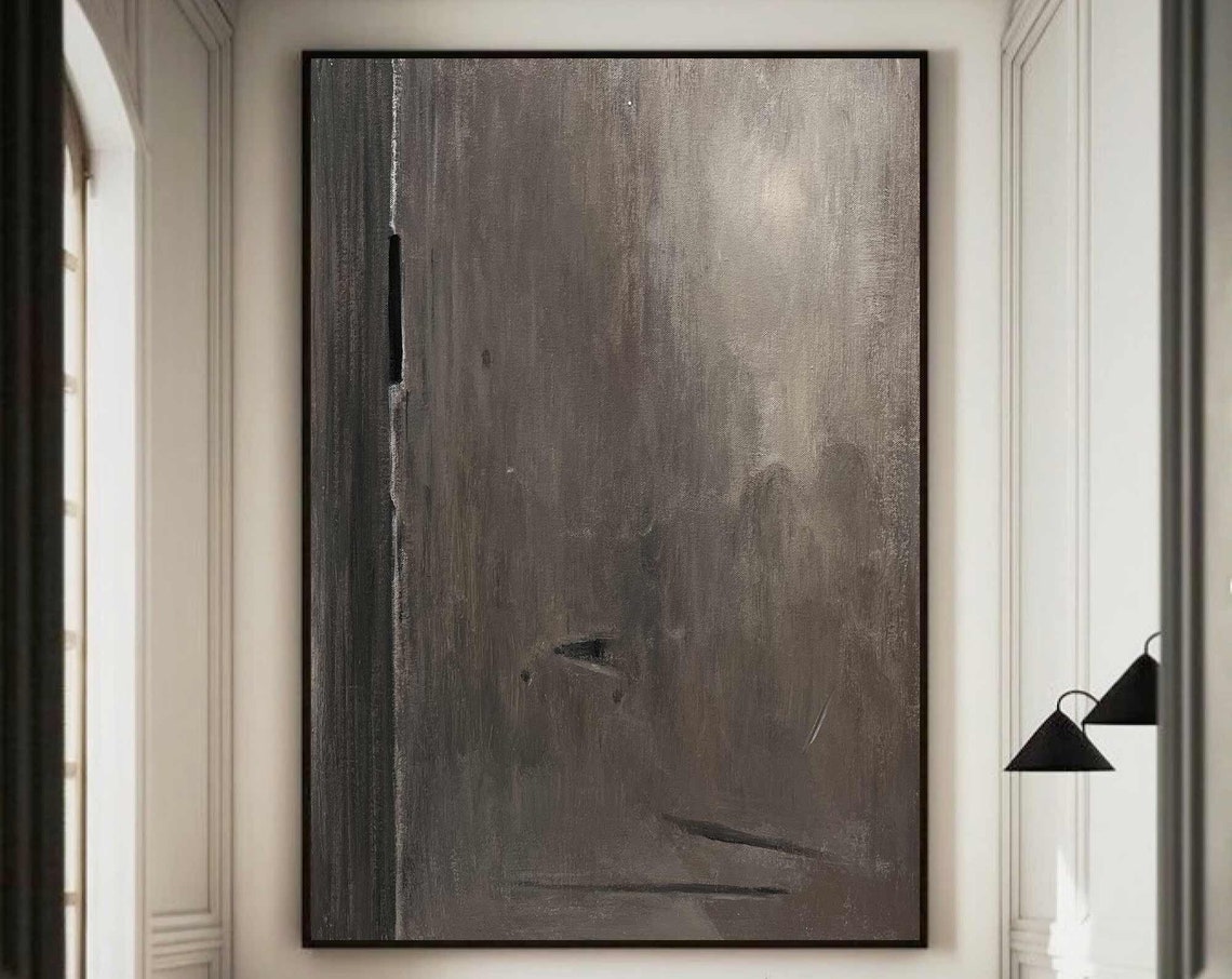 Calm Minimalist Gray Brown Wabi Sabi Abstract Texture Art Poster