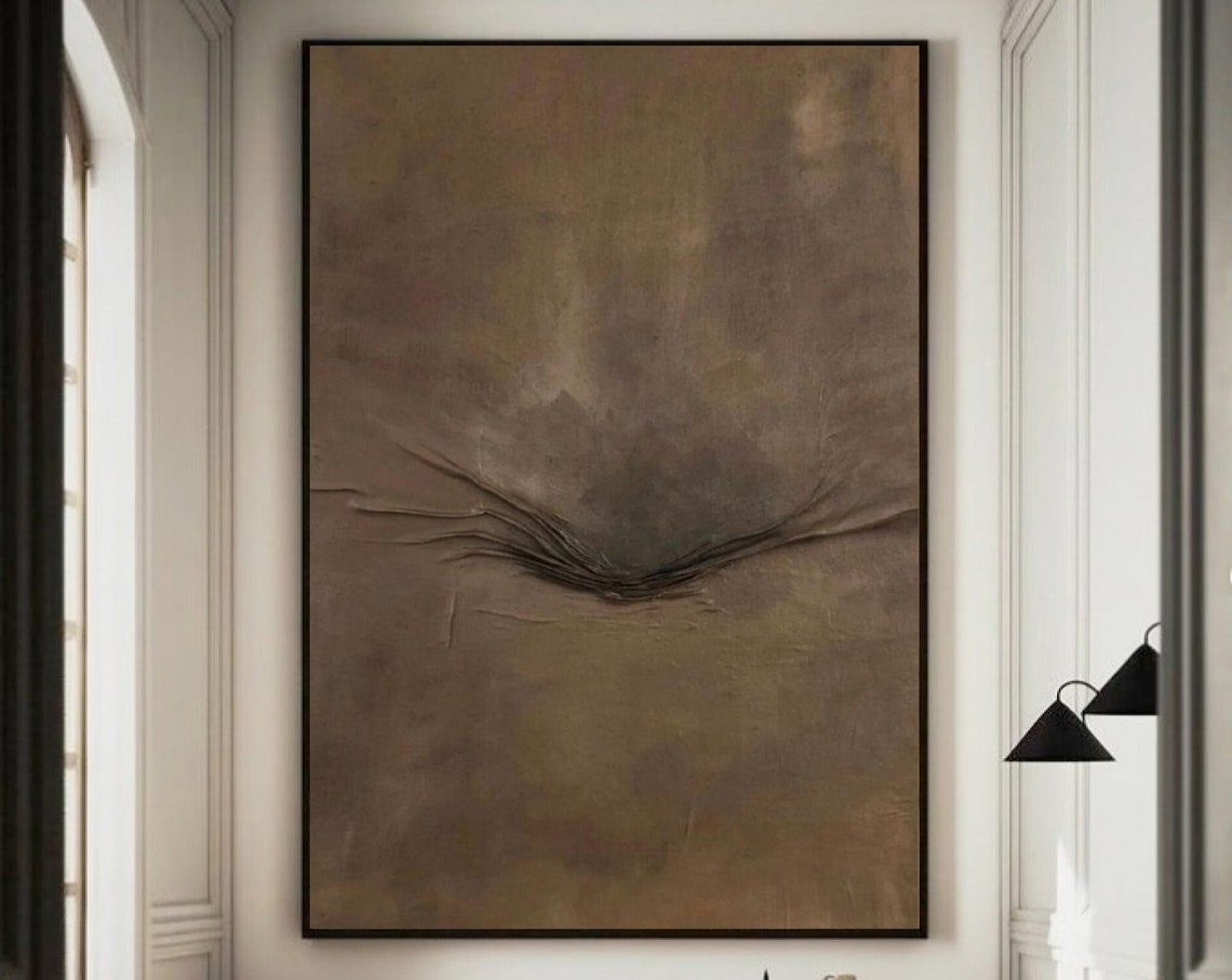 Warm Brown Wabi Sabi Abstract Texture Painting Earthy Minimal Wall Art