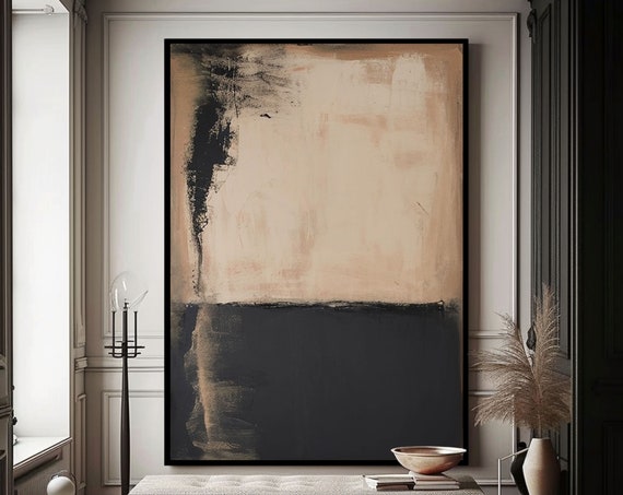Beige Wabisabi Wall Art Black Beige Abstract Painting Medieval Black Beige Oil Painting Black Minimalist Wall Decor Black Beige Wall Art