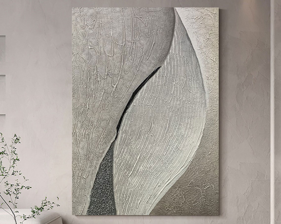 Elegant Cream Curve With Black Line 3D Textured Abstract Art Poster