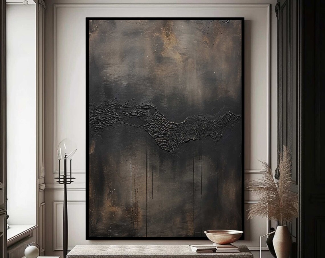 Black and Brown Abstract Painting, Medieval Decor