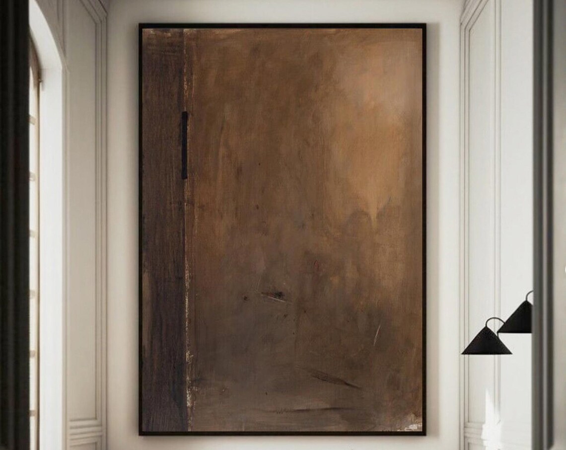 Brown Wabisabi Abstract Painting, Minimalist Wall Art