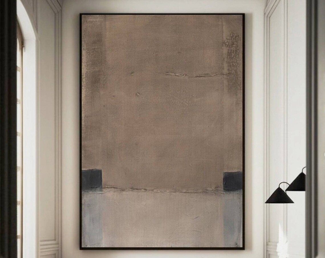 Taupe Brown Color Field Blocks Minimalist Abstract Art Poster