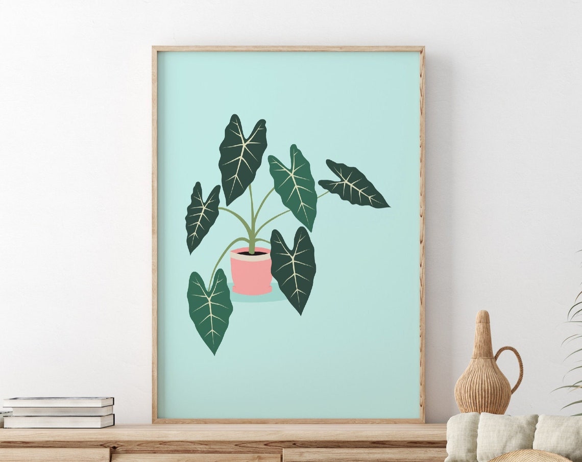 Tropical Elephant Ear Plant Pastel Mint Botanical Decor Poster