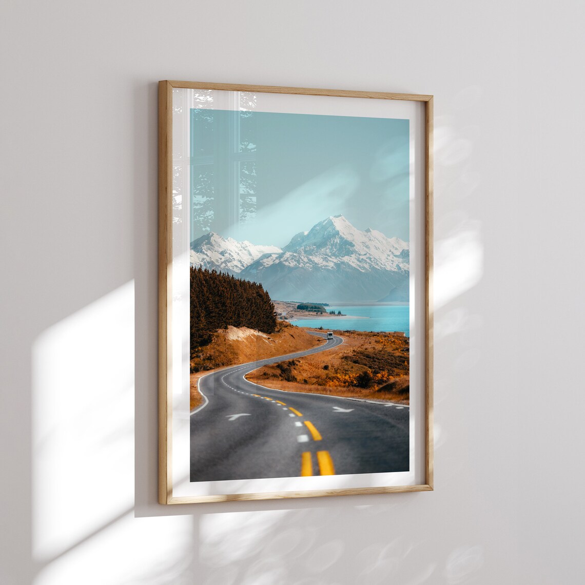 Mt Cook New Zealand Mountain Road Turquoise Lake Portrait Poster - Image 2