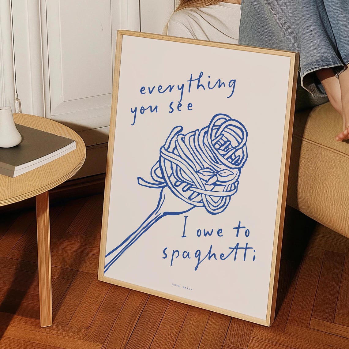 Everything You See I Owe To Spaghetti Blue Pasta Fork Kitchen Poster - Image 2
