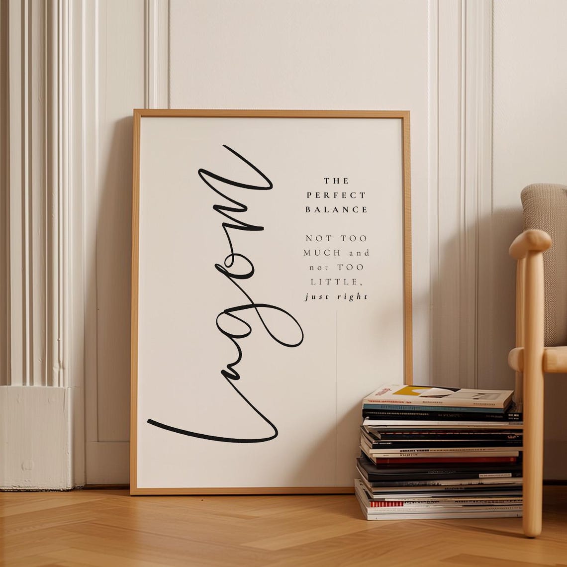 Lagom The Perfect Balance Swedish Word Script Minimal Quote Poster