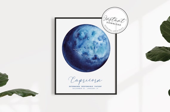 Personalised Zodiac Starsign Wall Art Capricorn Star Sign Horoscope Zodiac Print Personalised Constellation Art Print Zodiac Nursery Gift