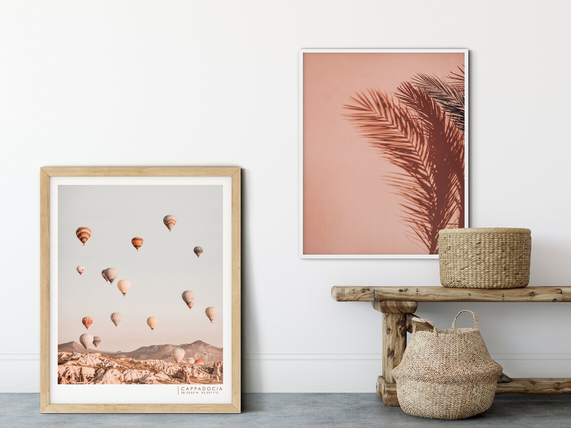 Pink Tropical Palm Shadow Wall Photography Minimalist Summer Print - Image 5