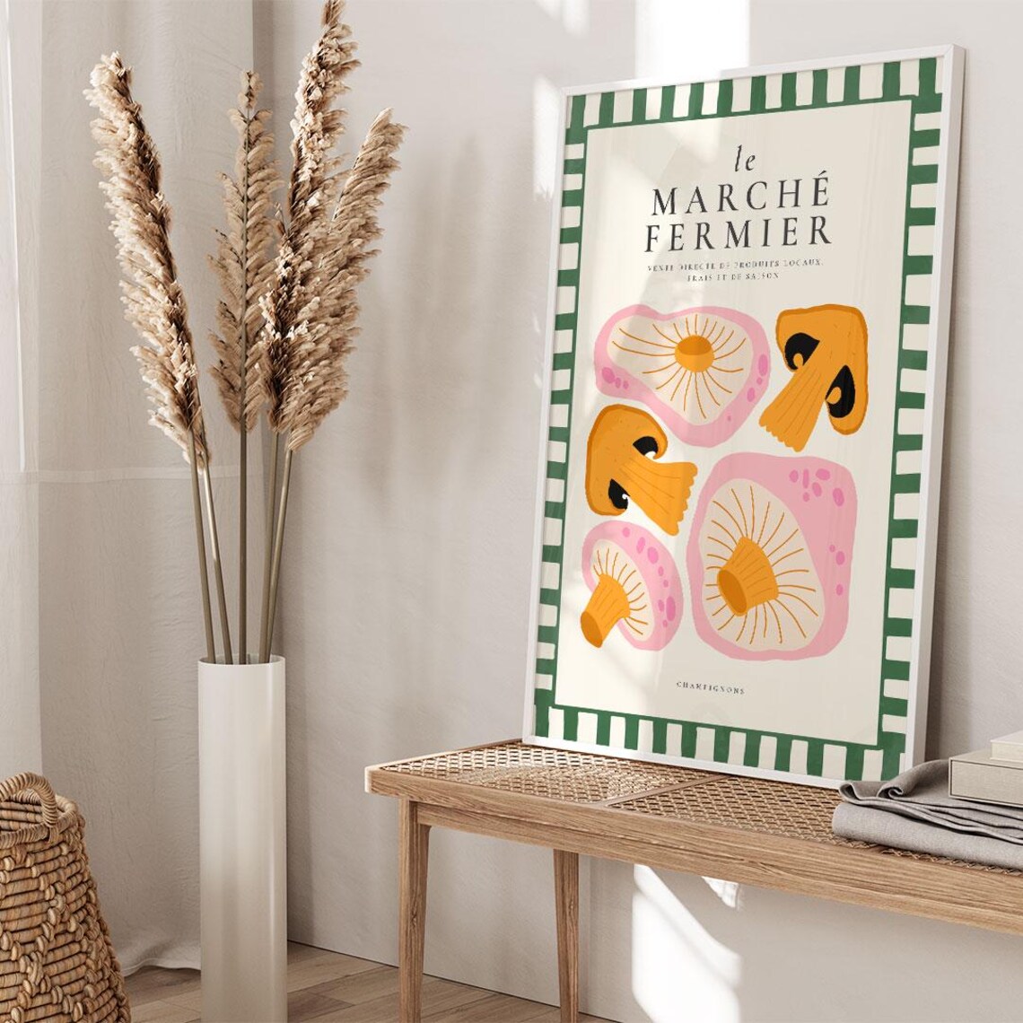Le Marche Fermier French Farmers Market Mushroom Kitchen Art Print - Image 2