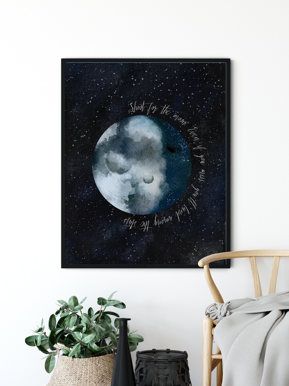 Shoot for the Moon Inspirational Quote, Space Poster - Image 4