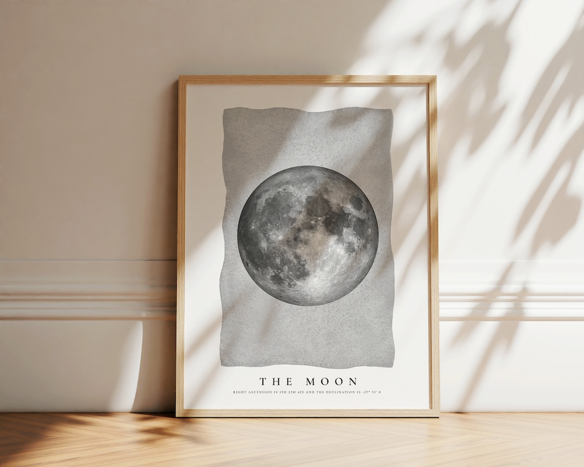 Full Moon Lunar Watercolor Astronomy Minimalist Nordic Scandi Poster