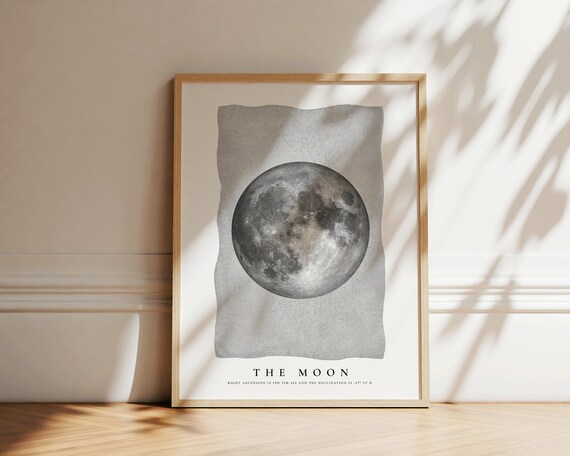 Full Moon Lunar Watercolor Astronomy Minimalist Nordic Scandi Poster