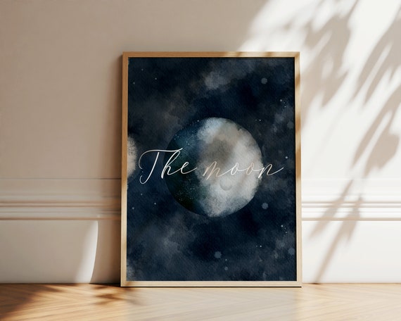 The Moon Print Poster Moon Phase Poster Lunar Phases Wall Art Boho Trendy Home Decor Full Moon Luna Wall Decor Poster Stars Poster