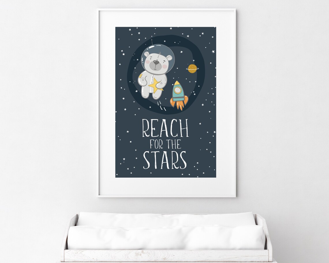 Space Nursery Print, Reach For The Stars Poster - Image 2