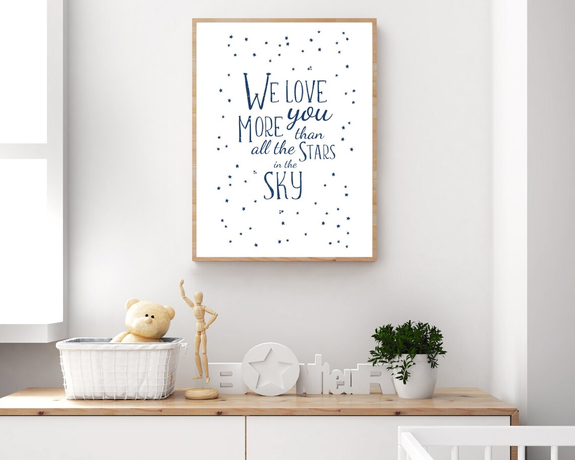 We Love You More Space Nursery Art Print, Kids Room - Image 4