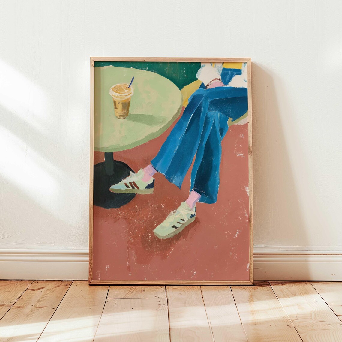 Iced Coffee Sneakers Art Print, Trendy Dorm Decor