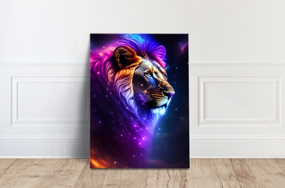 Colorful Lion Canvas Wall Art Poster Animal