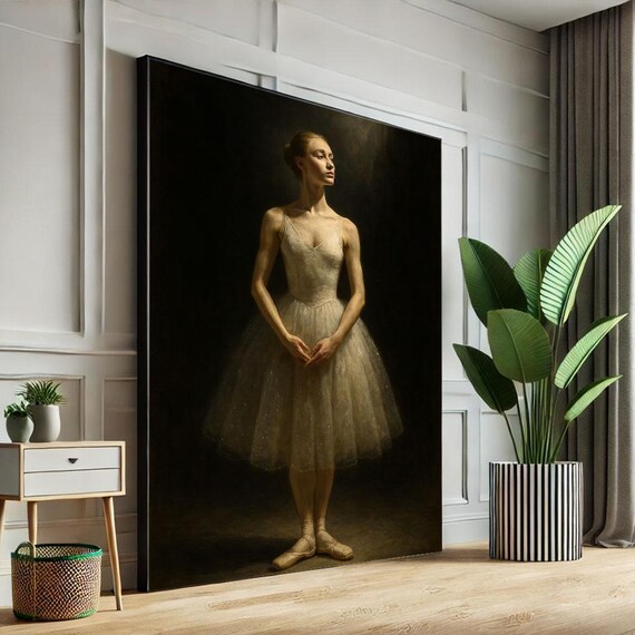 Elegant Ballerina Portrait Canvas Wall Art Print Minimalist Bedroom Decor Statement Piece