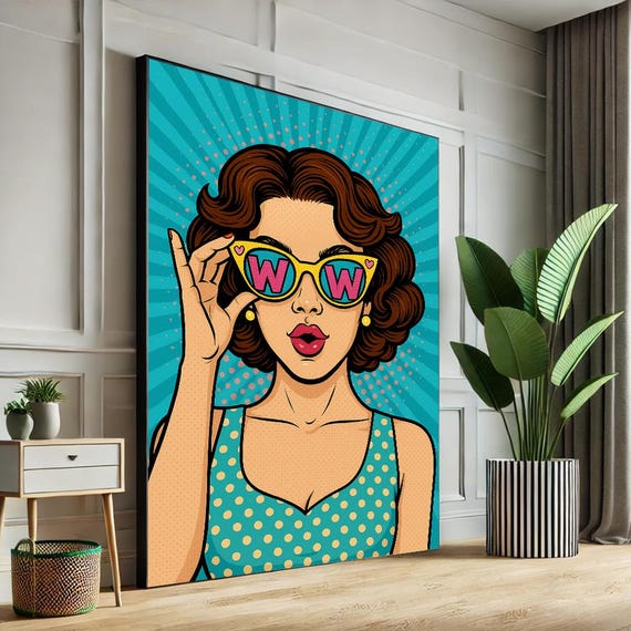 Pop Art Wow Woman Canvas Retro Comic Girl Wall Colorful Culture Print 1950s Style Poster Home Decor Gift