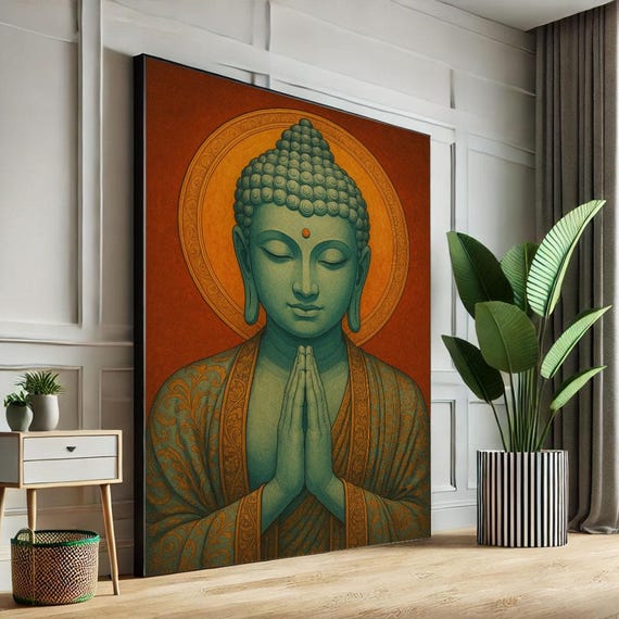 Serene Buddha Meditation Canvas Wall Art Print Minimalist Living Room Decor Ready To Hang Spiritual Artwork