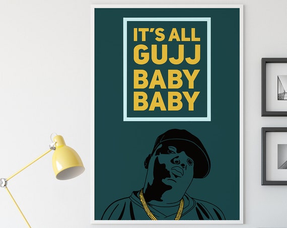 Indian Desi Wall Art Print Poster All Gujj Baby Baby Dark