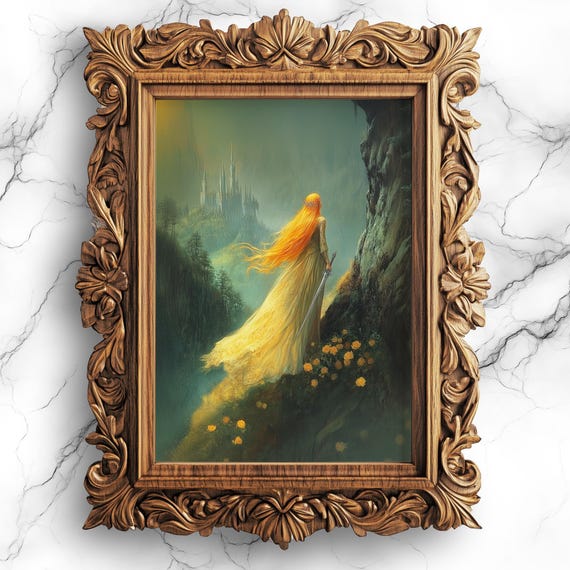 Elven Princess Art Print, Gothic Dark Academia