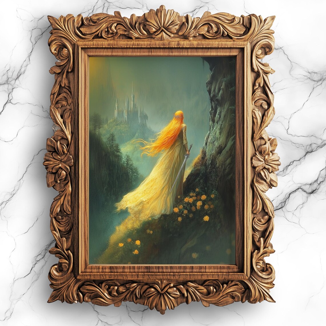 Elven Princess Art Print, Gothic Dark Academia