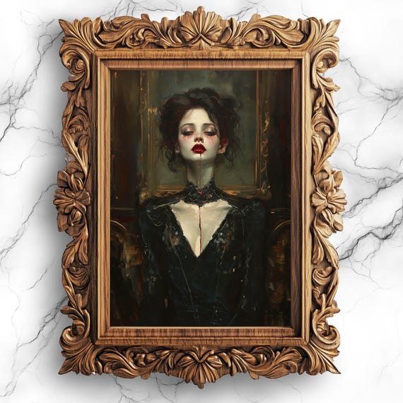 Gothic Victorian Young Vampire Wall Art Vintage Eerie Historical Decor Creepy Halloween Artwork Dark Antique Print Prt8